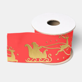 Gold FREUDIG auf Rotem Weihnachten Ripsband