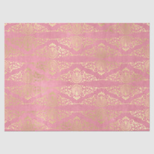 Gold-Friedhöfe und Filigree auf rosa Dekoupage Seidenpapier