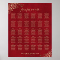 Gold Frills auf Red 30 Table Seating Chart