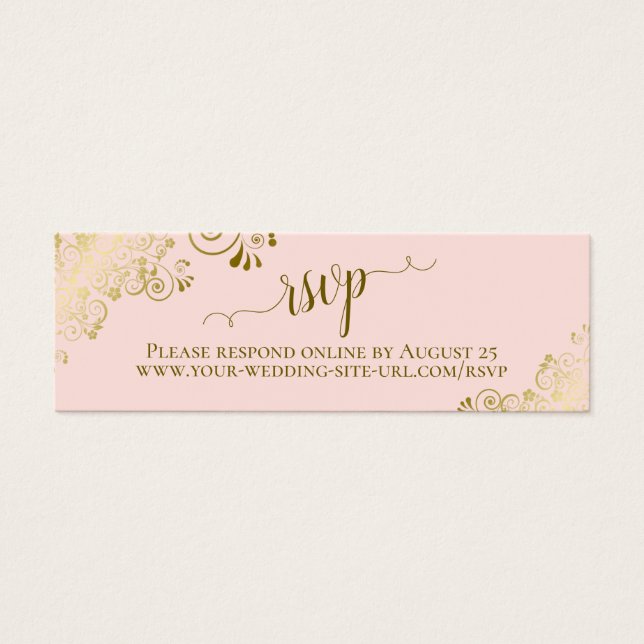Gold Frills Blush Pink Wedding RSVP Online Card (Vorderseite)
