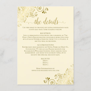 Gold Frills Elegantes Gold auf Creme Wedding Detai Begleitkarte