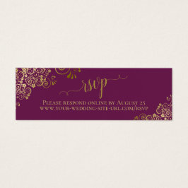 Gold Frills Magenta Plum Wedding RSVP Online Card