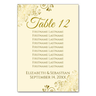 Gold Frills on Cream Elegante Seating Chart Tischnummer