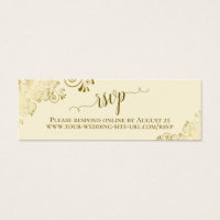 Gold Frills on Cream Wedding RSVP Online Card