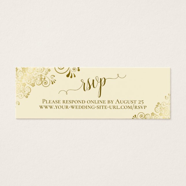 Gold Frills on Cream Wedding RSVP Online Card (Vorderseite)