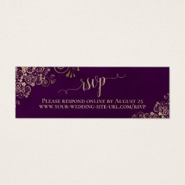 Gold Frills Plum Lila Wedding RSVP Online Card