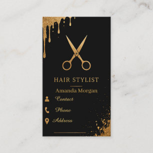 ✂️ Gold Friseur Salon Visitenkarten Vorlage  Visitenkarte