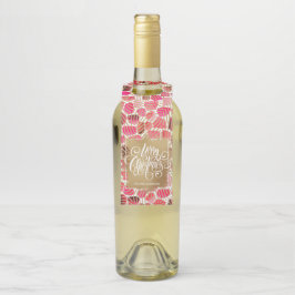 Gold Frohe Weihnachten auf Red Flaschenanhänger