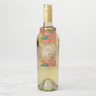 Gold Frohe Weihnachten Floral Flaschenanhänger