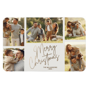 Gold Frohe Weihnachten Fünf Foto Magnet