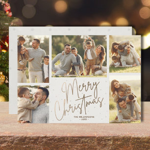 Gold Frohe Weihnachten Fünf Fotos Weihnachtskarte