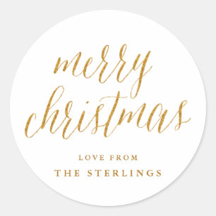 Gold Frohe Weihnachten Personalisierten Feiertag S Runder Aufkleber
