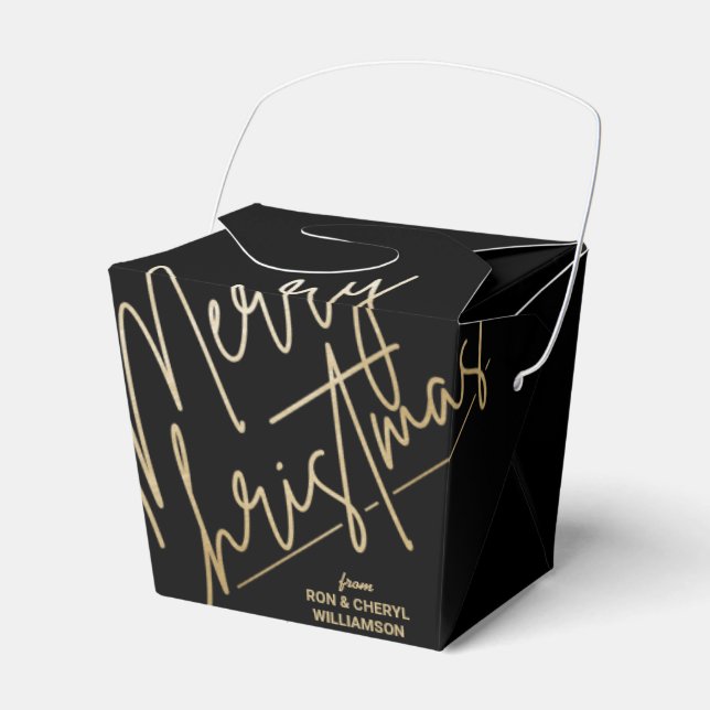 Gold Frohe Weihnachten Schwarz Geschenkschachtel (Vorderseite)