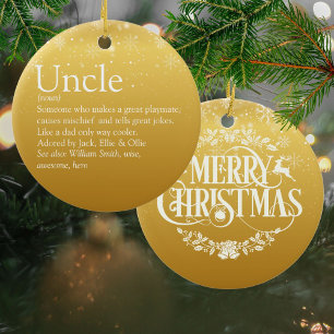 Gold Frohe Weihnachts-Onkel-Definition Keramik Ornament