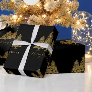 Gold Frohe Weihnachtsbaumen Umschlagpapier Geschenkpapier