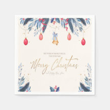 Gold Frohe Weihnachtskalligrafie Navy Blue Red