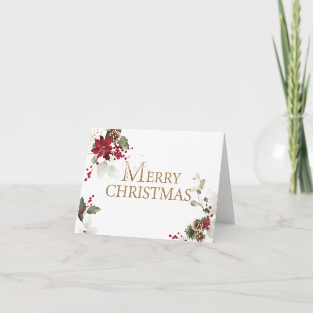 Gold Frohe Weihnachtskarte Feiertagskarte (Vorderseite)