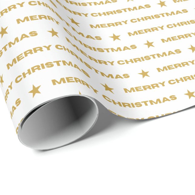 Gold Frohe Weihnachtsmuster Geschenkpapier (Rolleneckpunkt)