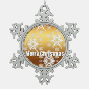Gold Frohe Weihnachtsschneeflocken - Ornament