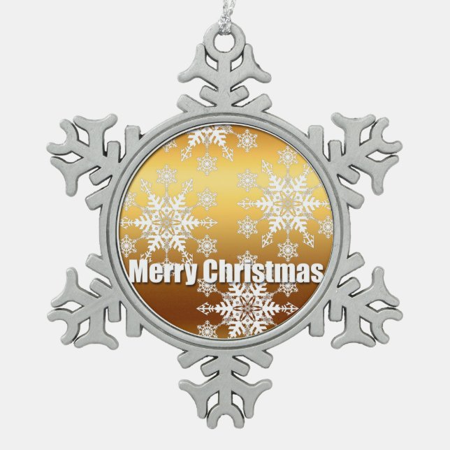 Gold Frohe Weihnachtsschneeflocken - Ornament (Vorderseite)