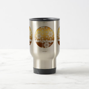 Gold Frohe Weihnachtsschneeflocken Reisen Umarmung Reisebecher