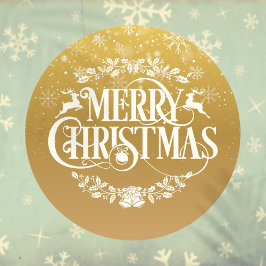 Gold Frohe Weihnachtsschneeflocken Runder Aufkleber