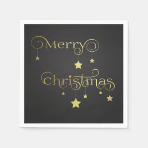 Gold Frohe Weihnachtsstars Serviette