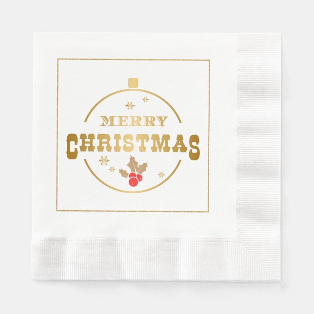 Gold Frohe Weihnachtszeitung Napkins Serviette (Vorderseite)