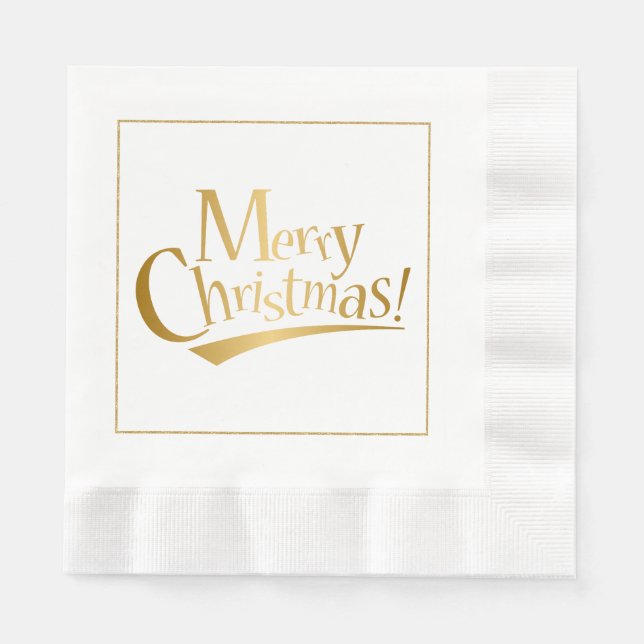 Gold Frohe Weihnachtszeitung Napkins Serviette (Vorderseite)