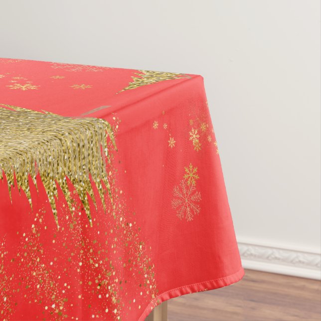 Gold FRÖHLICH auf Roter Weihnachtsfeier  Tischdecke (Beispiel)