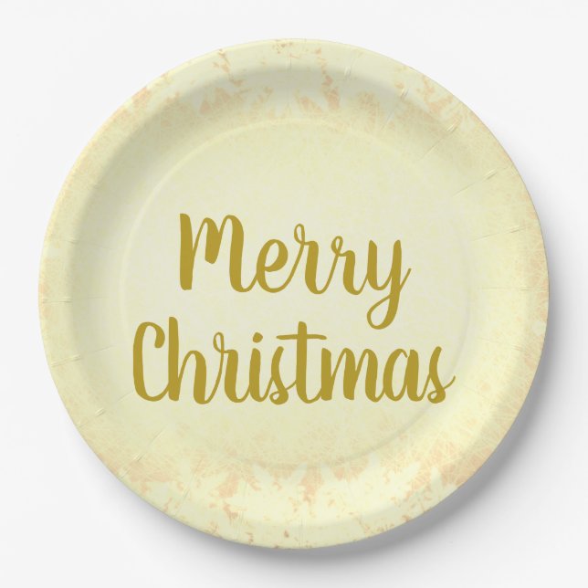 Gold Frost Frost Frohe Weihnachten Pappteller (Vorderseite)