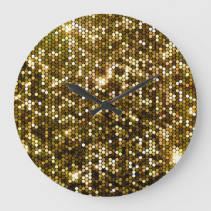 Gold funkeln: glänzender Hintergrund. Große Wanduhr