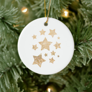 Gold funkeln Star Weihnachtsfeiertag weiß Keramik Ornament