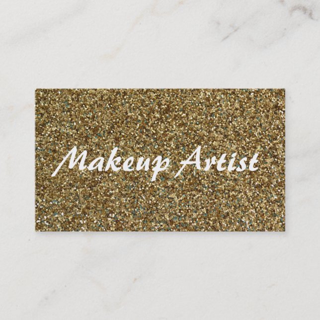Gold Funkelnd Glitzer Makeup Artist Business Card Visitenkarte (Vorderseite)