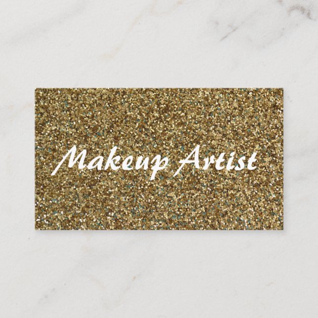 Gold Funkelnd Glitzer Makeup Artist Business Card Visitenkarte (Vorderseite)