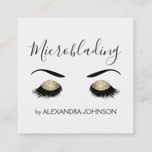 Gold Funkelnd Glitzer Moderne Mikroblende Quadratische Visitenkarte