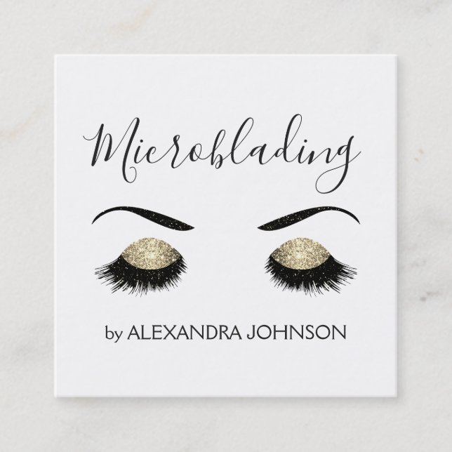 Gold Funkelnd Glitzer Moderne Mikroblende Quadratische Visitenkarte (Vorderseite)