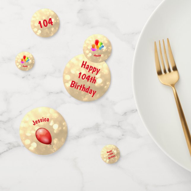 Gold funkelnd Happy 104. Geburtstag Ballon Design Konfetti (Gruppe)