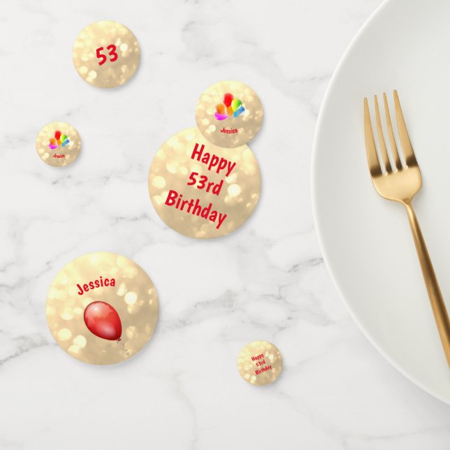 Gold funkelnd Happy 53. Geburtstag Ballon Design Konfetti (Gruppe)