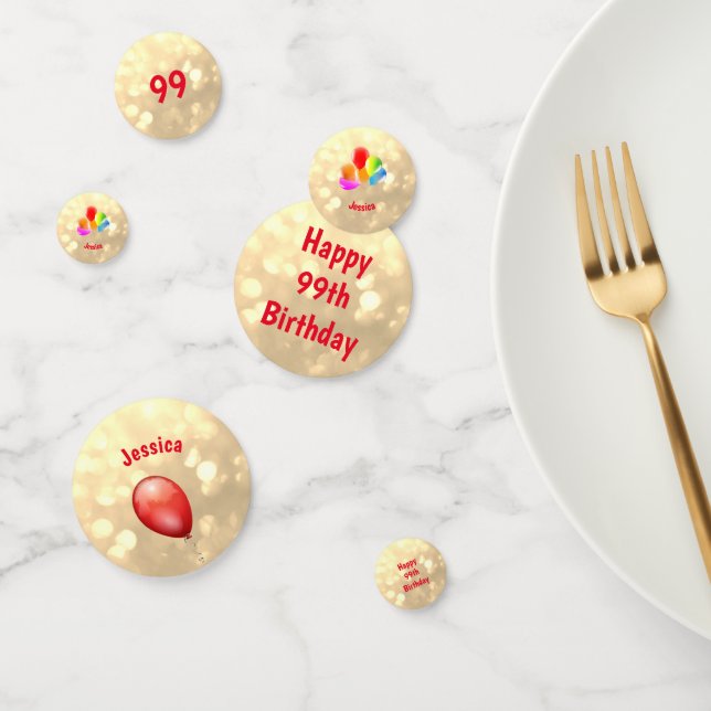 Gold funkelnd Happy 99. Geburtstag Ballon Design Konfetti (Gruppe)