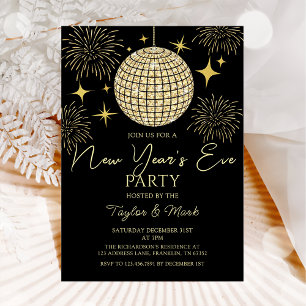 Gold Funkelnd Silvester Party Disco Ball Einladung