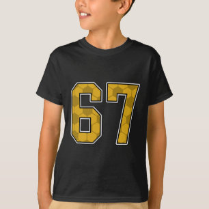 Gold Fußballmuster Nummer 67 Trikot Spieler Unifor T-Shirt