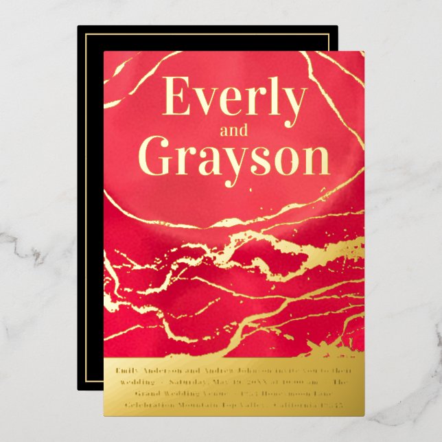 Gold Galaxy Gold Wedding Folieneinladung (Vorderseite/Rückseite)