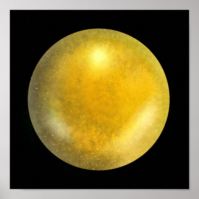Gold Galaxy Orb - Gelbe und gelbe Marmordrucke Poster (Vorne)