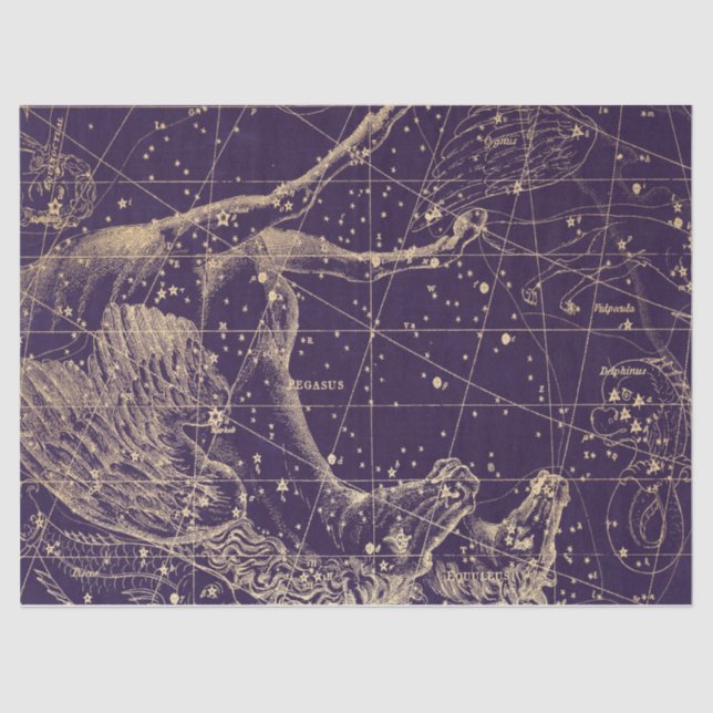 Gold Galaxy Star Map Series Design 3 Seidenpapier (Vorderseite)