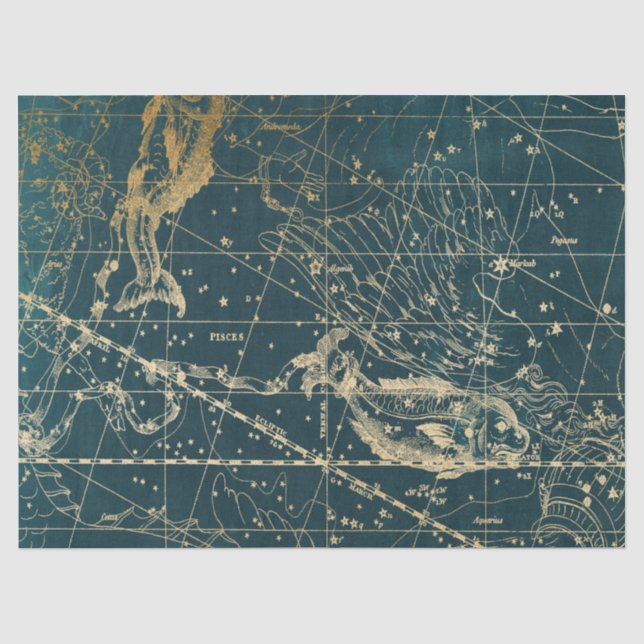 Gold Galaxy Star Map Series Design 4 Seidenpapier (Vorderseite)