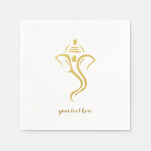 Gold Ganesha Hindu Wedding Party Serviette