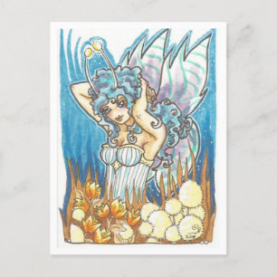 Gold Garden blue Faiasy Fantasy Art Print Postkarte