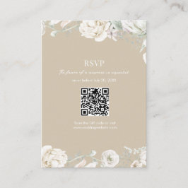 Gold Garden Floral QR Code Wedding RSVP Begleitkarte