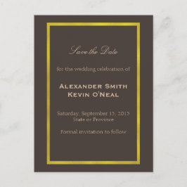 Gold Gay Wedding Save the Date ı Postcard Ankündigungspostkarte